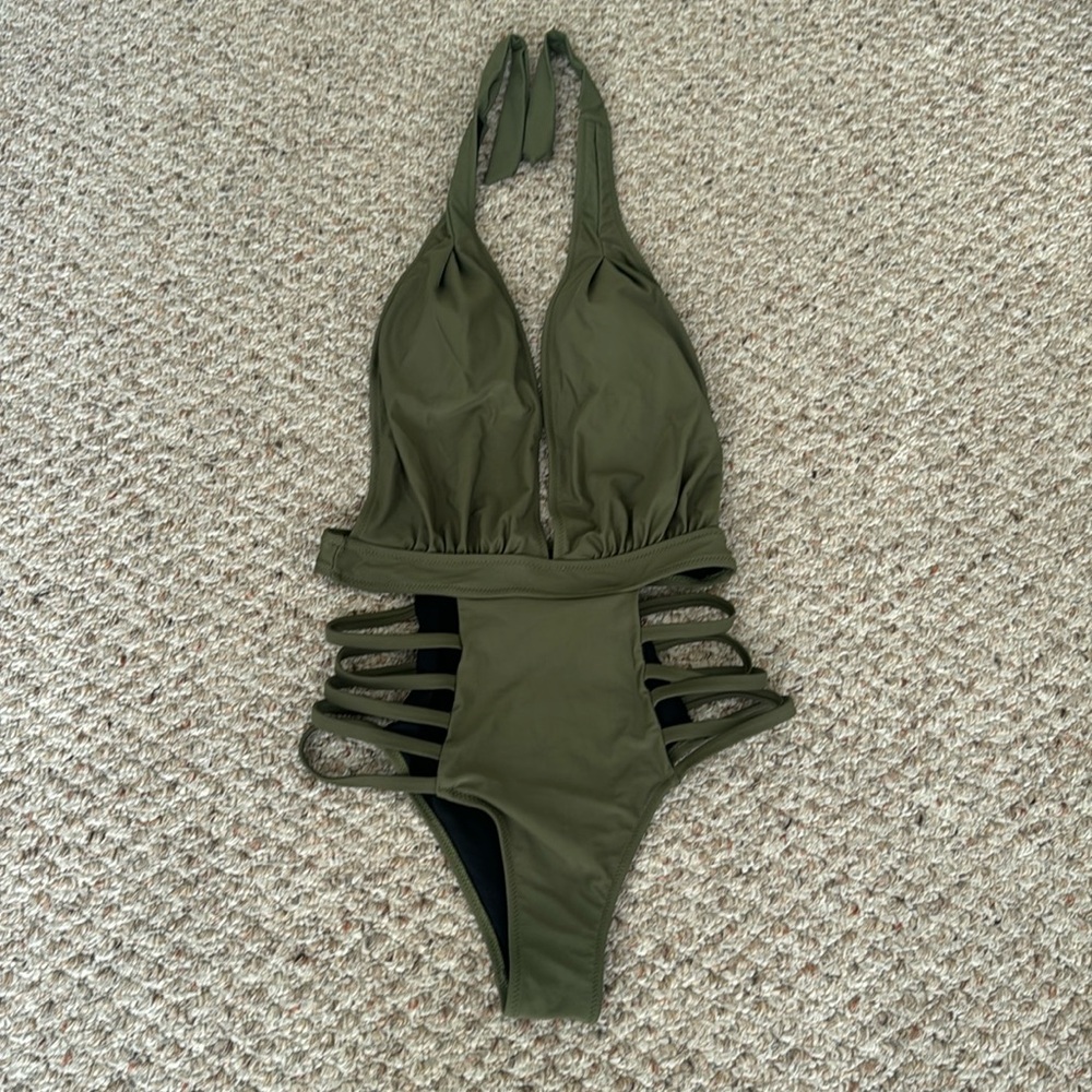 Army Green Strappy one piece, size M, worn once!